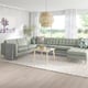 MORABO Sofá esquinero, 6 plazas, +chaise longue/Gunnared verde claro/madera