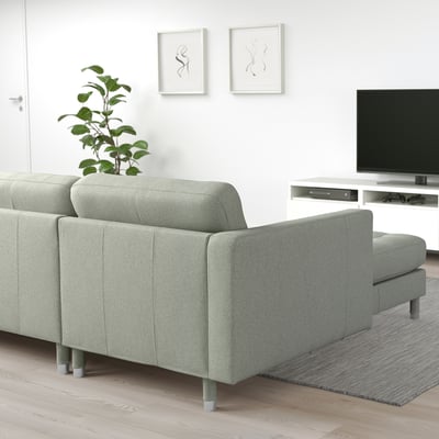 MORABO Sofá esquinero, 6 plazas, +chaise longue/Gunnared verde claro/metal