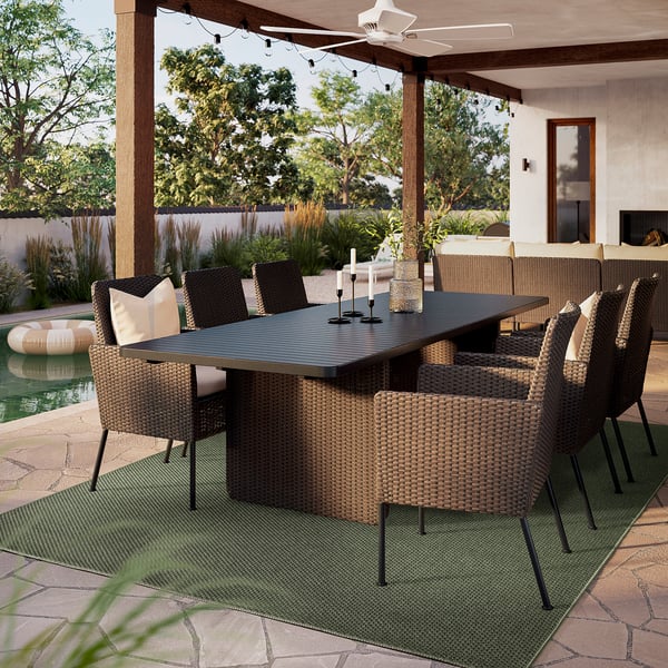 MORUM Alfombra interior/exterior, verde oscuro, 7.87x10 '