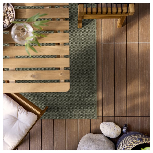 MORUM Alfombra interior/exterior, verde oscuro, 7.87x10 '