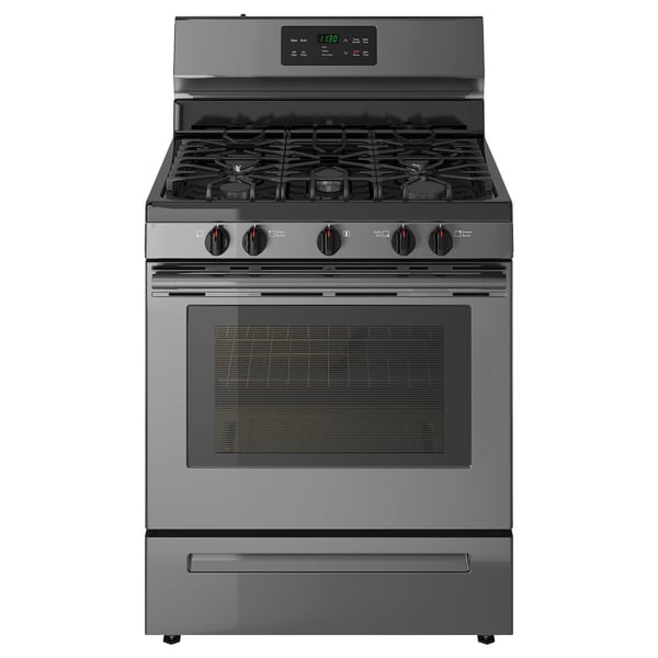MOTSVARIG Horno+estufa de gas, negro acero inoxidable