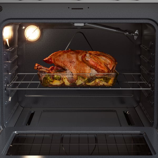 MOTSVARIG Horno+estufa de gas, negro acero inoxidable
