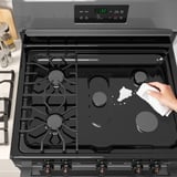 MOTSVARIG Horno+estufa de gas, negro acero inoxidable