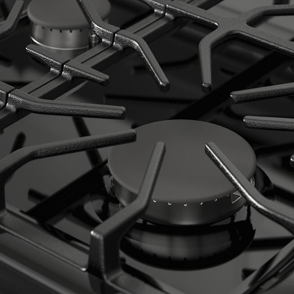 MOTSVARIG Horno+estufa de gas, negro acero inoxidable