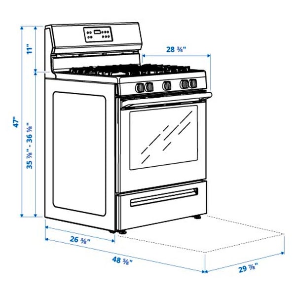 MOTSVARIG Horno+estufa de gas, negro acero inoxidable