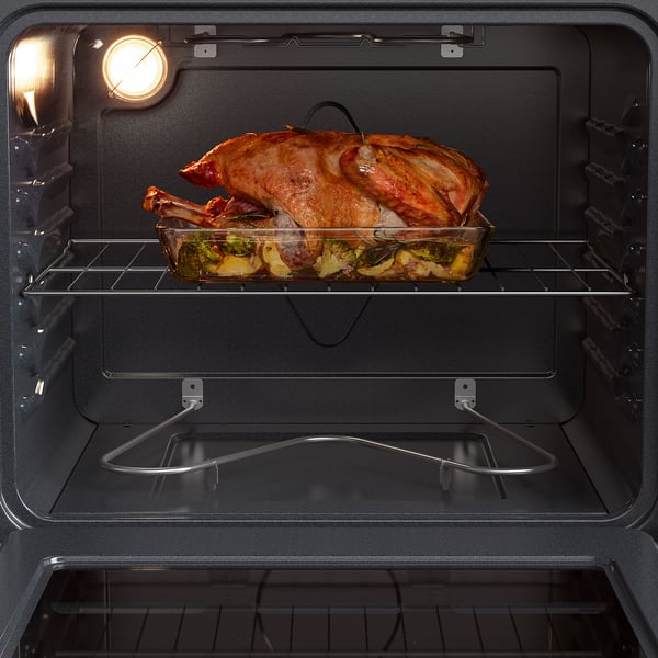 MOTSVARIG Horno+estufa vitrocerámica, negro acero inoxidable