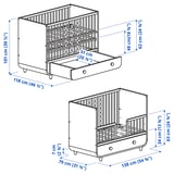 MYLLRA Cuna con cajón, blanco, 27 1/2x52 "