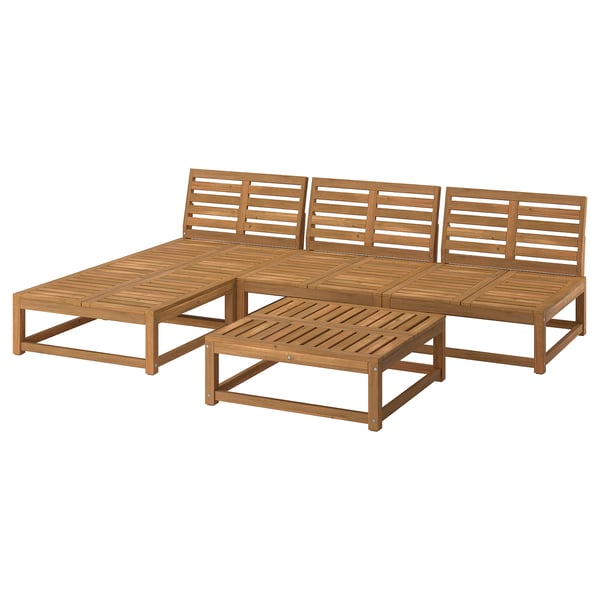 NÄMMARÖ Conjunto de 3 plazas, exterior/teñido en marrón claro, 95 5/8 "