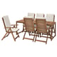 NÄMMARÖ Mesa+6 sillas reclinables, ext, teñido en marrón claro/Frösön/Duvholmen beige