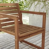 NÄMMARÖ Mesa+6 sillas reposabrazos, ext, teñido en marrón claro, 78 3/4 "