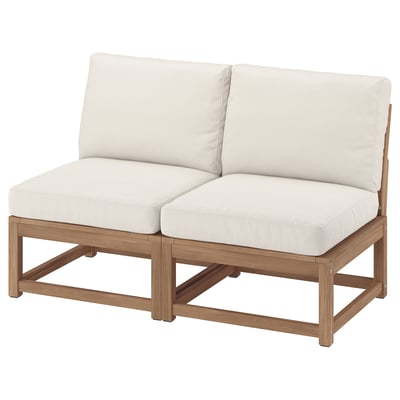 NÄMMARÖ Sofá de 2 plazas, teñido en marrón claro exterior/Frösön/Duvholmen beige, 49 5/8 "