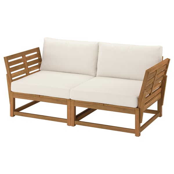 NÄMMARÖ Sofá modular, 2 plazas, exterior reposabrazos/teñido en marrón claro Frösön/Duvholmen beige, 72 "
