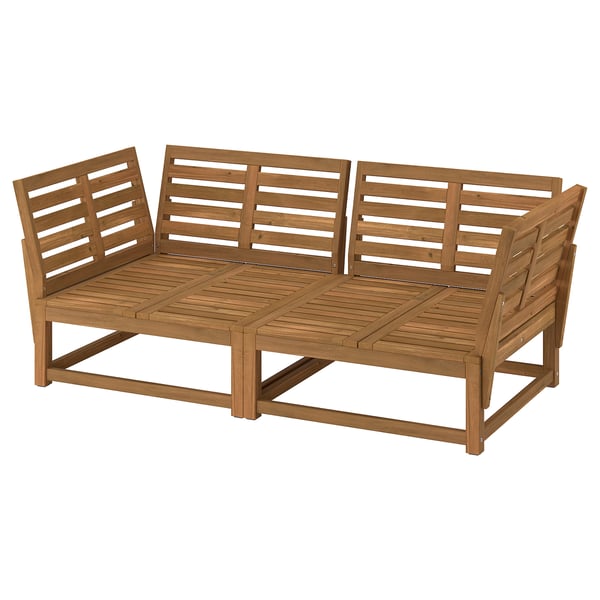 NÄMMARÖ Sofá modular, 2 plazas, exterior reposabrazos/teñido en marrón claro, 72 "
