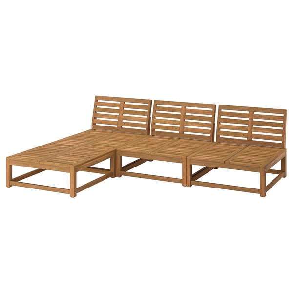 NÄMMARÖ Sofá modular 3 plazas+chaise longue, exterior/teñido en marrón claro, 95 5/8 "