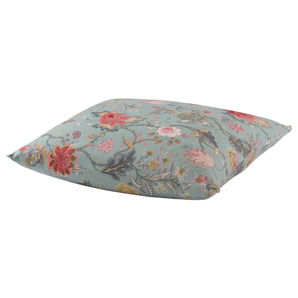 NÄSSELKLOCKA Funda de almohada, gris verde claro/multicolor, 26x26 "