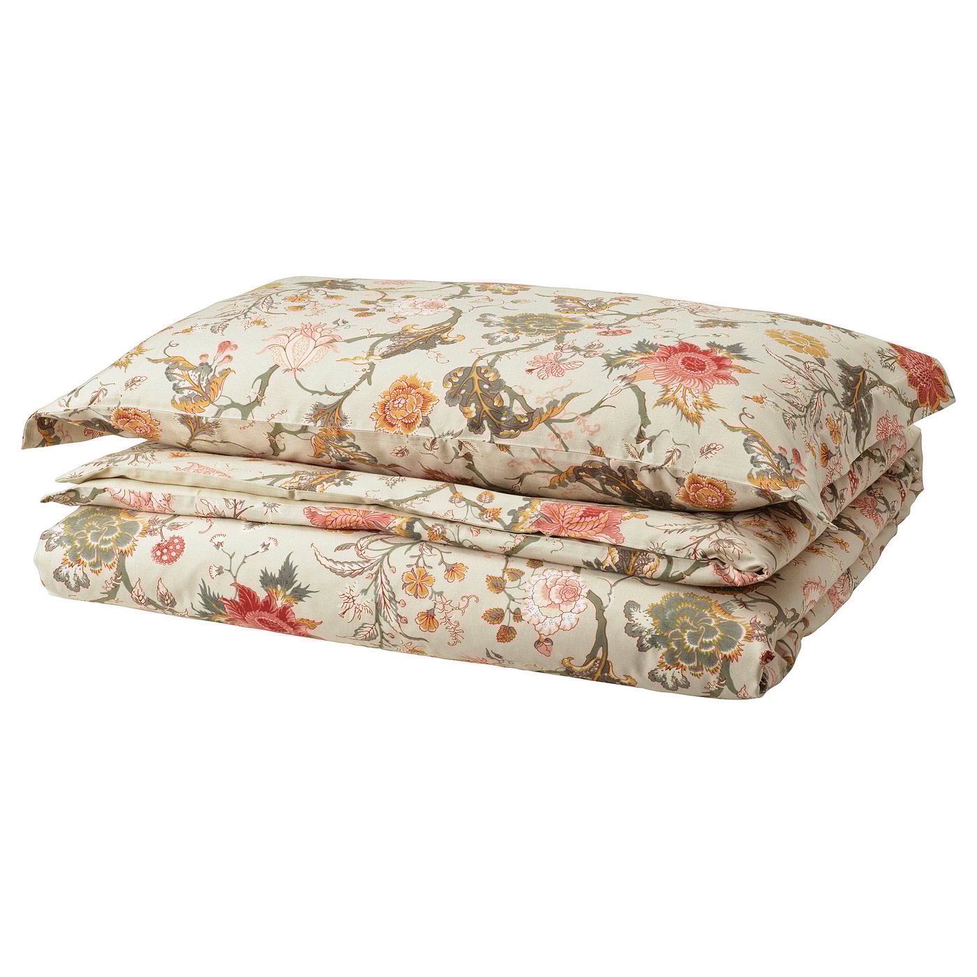 NÄSSELKLOCKA Funda nórdica+funda(s) de almohada, gris-beige claro/multicolor, Tamaño twin