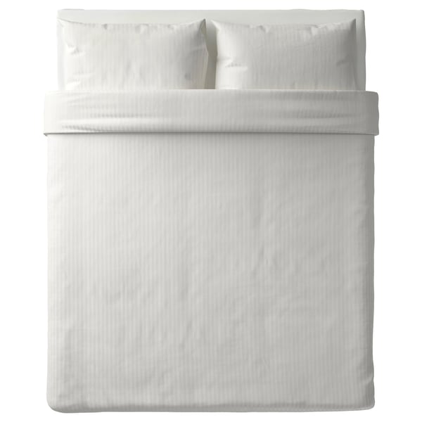 NATTJASMIN Funda nórdica+funda(s) de almohada, blanco, Tamaño Full/Queen (Doble/Queen)