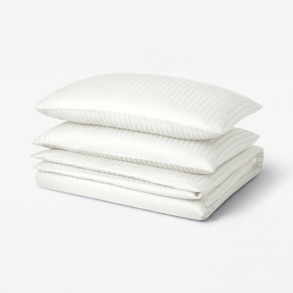 NATTJASMIN Funda nórdica+funda(s) de almohada, blanco, Tamaño King