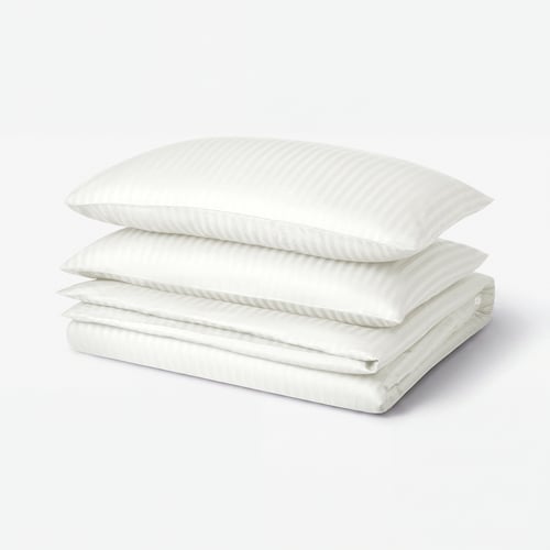 NATTJASMIN Funda nórdica+funda(s) de almohada, blanco, Tamaño King