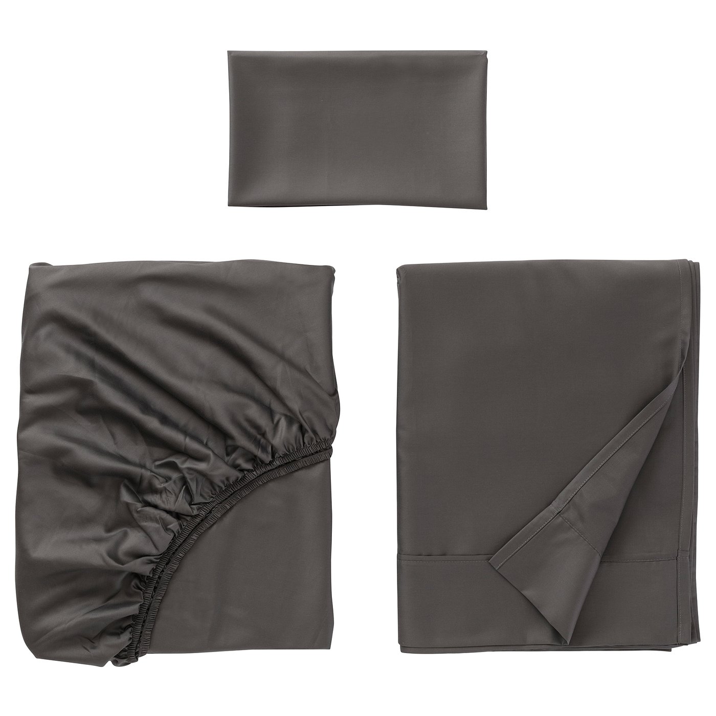 NATTJASMIN Juego de sábanas, gris oscuro, Tamaño twin