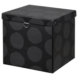 NIMM Caja de almacenaje+tapa, a lunares gris, 12 ½x11 ¾x11 ¾ "
