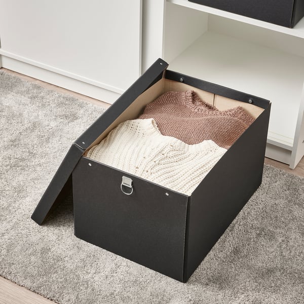 NIMM Caja de almacenaje+tapa, negro, 13 ¾x19 ¾x11 ¾ "