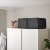 NIMM Caja de almacenaje+tapa, negro, 13 ¾x19 ¾x11 ¾ "