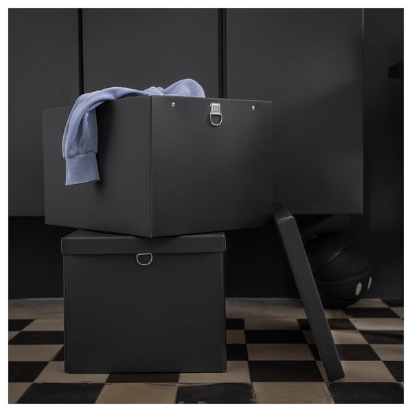 NIMM Caja de almacenaje+tapa, negro, 13 ¾x19 ¾x11 ¾ "