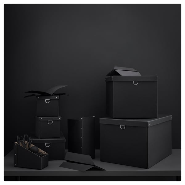 NIMM Caja de almacenaje+tapa, negro, 13 ¾x19 ¾x11 ¾ "