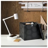 NIMM Caja de almacenamiento+tapa, a lunares gris, 12 ½x11 ¾x11 ¾ "