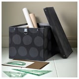 NIMM Caja de almacenamiento+tapa, a lunares gris, 13 ¾x19 ¾x11 ¾ "