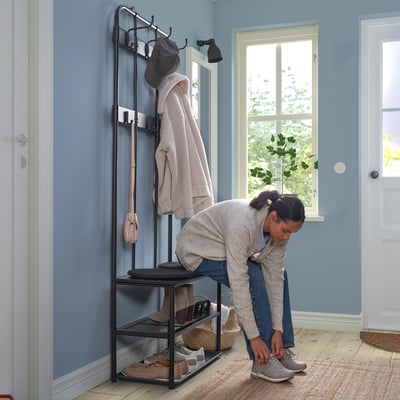 NIPÅSEN / BAGGMUCK Muebles para pasillos, juego de 2, negro/gris