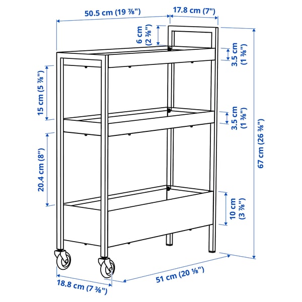 NISSAFORS Carrito, negro, 19 7/8x7 1/2x26 3/8 "