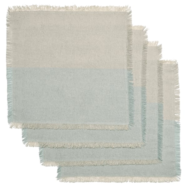 NISSÖGA Servilleta, beige/azul claro, 14x14 "