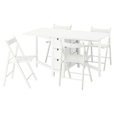 NORDEN / FRÖSVI Mesa con 4 sillas, blanco/blanco, 10 1/4/35/59 7/8 "