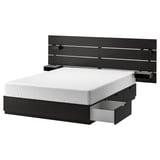 NORDLI Base cama+almacenamiento+cabecera, antracita, Tamaño queen