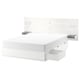 NORDLI Base cama+almacenamiento+cabecera, blanco, Tamaño queen