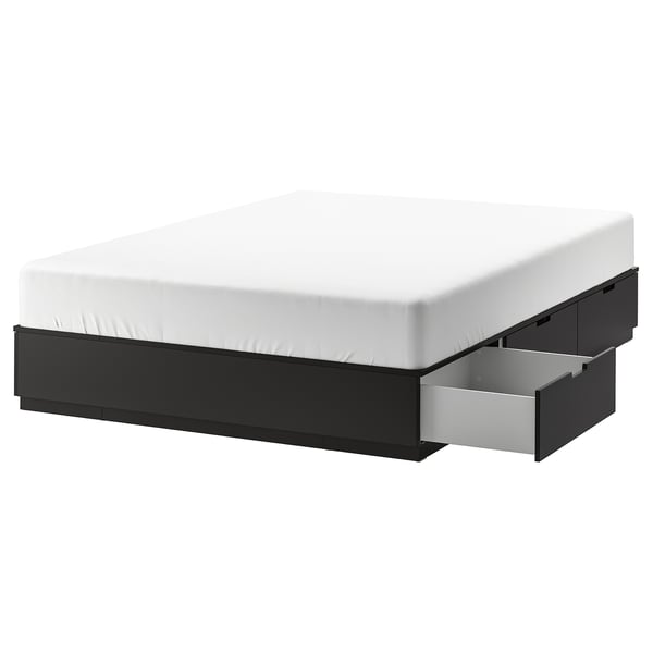 NORDLI Base de cama+almacenamiento, antracita, Tamaño queen
