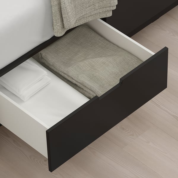 NORDLI Base de cama+almacenamiento+colchón, antracita/Vågstranda firme, Tamaño King