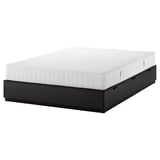 NORDLI Base de cama+almacenamiento+colchón, antracita/Valevåg firme, Tamaño King