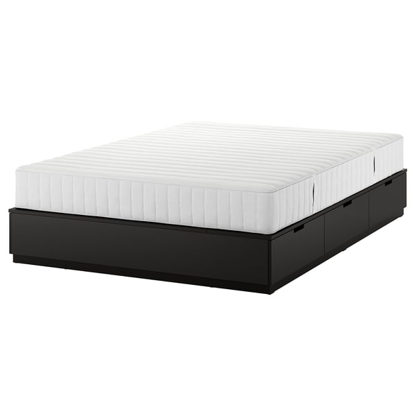 NORDLI Base de cama+almacenamiento+colchón, antracita/Valevåg Firmeza: media., Tamaño queen