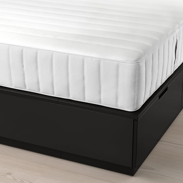 NORDLI Base de cama+almacenamiento+colchón, antracita/Valevåg Firmeza: media., Tamaño queen