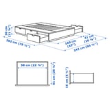 NORDLI Base de cama+almacenamiento+colchón, blanco/Vågstranda felpa, Tamaño queen