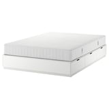NORDLI Base de cama+almacenamiento+colchón, blanco/Valevåg firme, Tamaño King