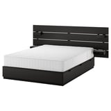 NORDLI Base de cama+almacenamiento+colchón, con cabecera antracita/Vågstranda firme, Tamaño queen