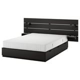 NORDLI Base de cama+almacenamiento+colchón, con cabecera antracita/Valevåg Firmeza: media., Tamaño queen