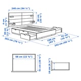 NORDLI Base de cama+almacenamiento+colchón, con cabecera blanco/Vågstranda firme, Tamaño queen