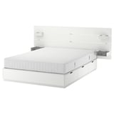 NORDLI Base de cama+almacenamiento+colchón, con cabecera blanco/Valevåg firme, Tamaño queen