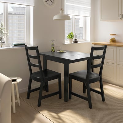 NORDVIKEN / NORDVIKEN Mesa y 2 sillas, negro/negro, 29 1/8/41x29 1/8 "