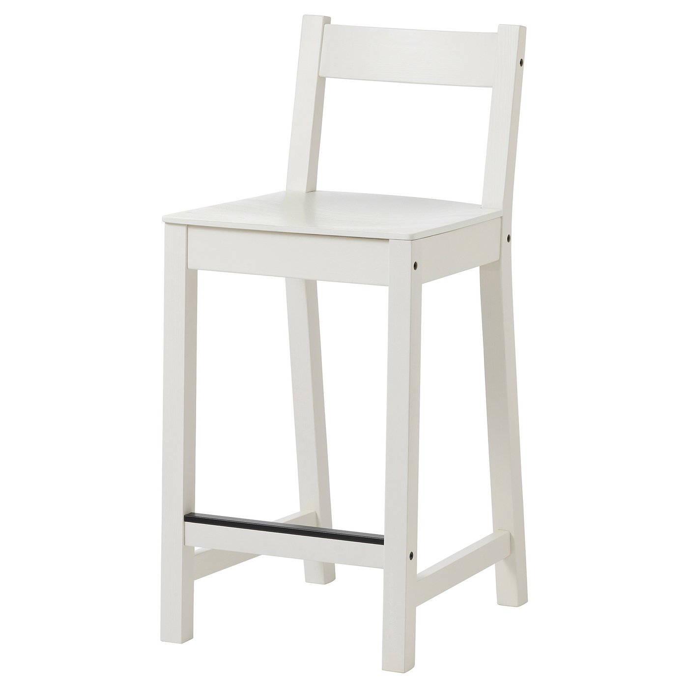 NORDVIKEN Taburete de bar con respaldo, altura de encimera de cocina/blanco, 24 3/8 "
